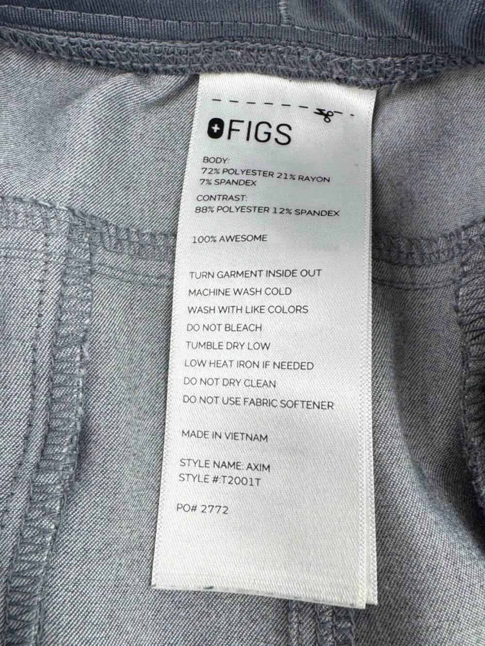 FIGS Mens Size LT Tall 34in Inseam Axim 2.0 Cargo Scrub Pants Gray T2001T